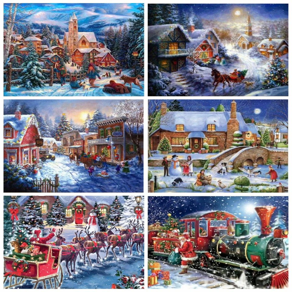 AZQSD 5D Рождественская Алмазная картина Стразы Сделай Сам зимняя полная квадратная