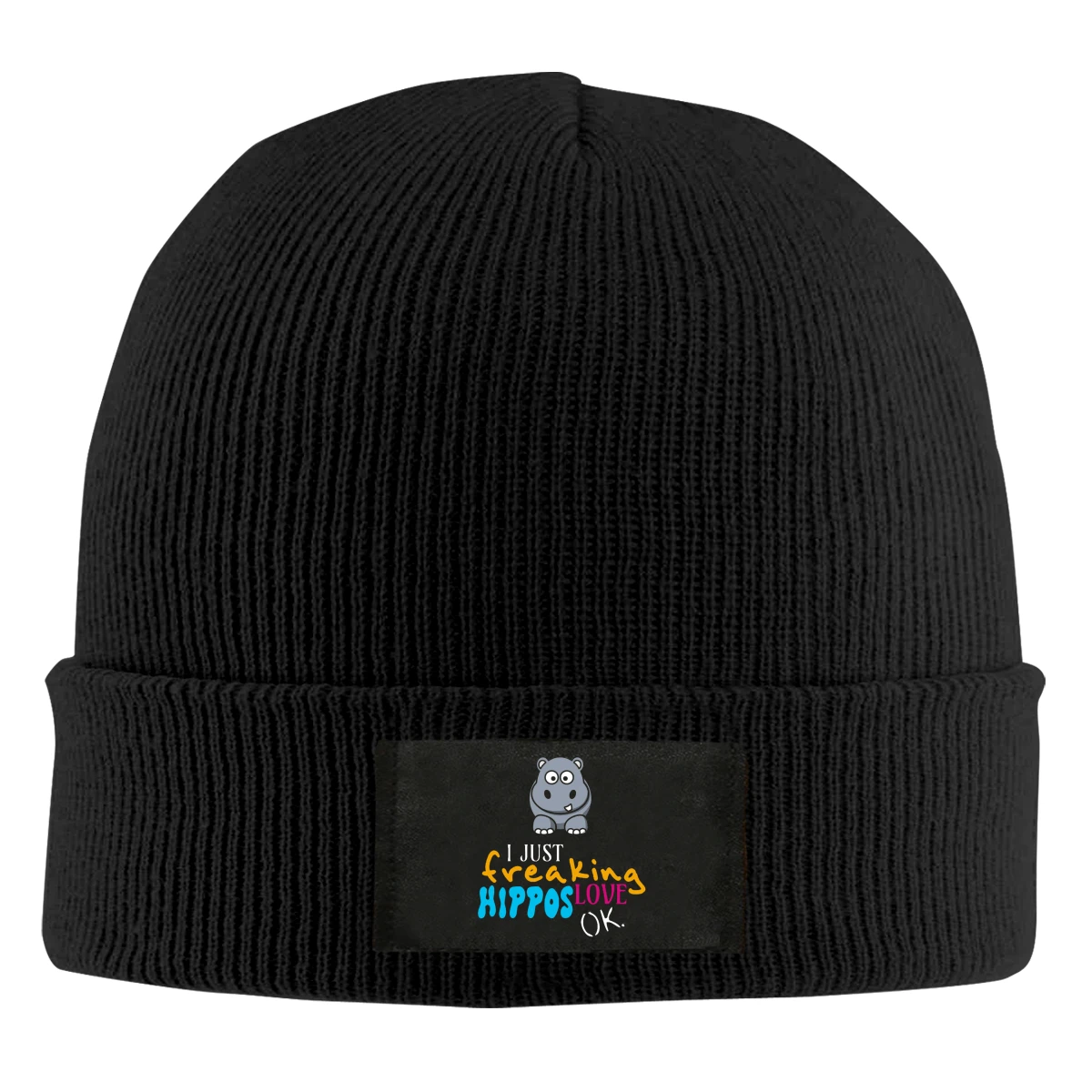 

I Just Freaking Love Hippos Beanie Hats For Men Women With Designs Winter Slouchy Knit Skull Cap