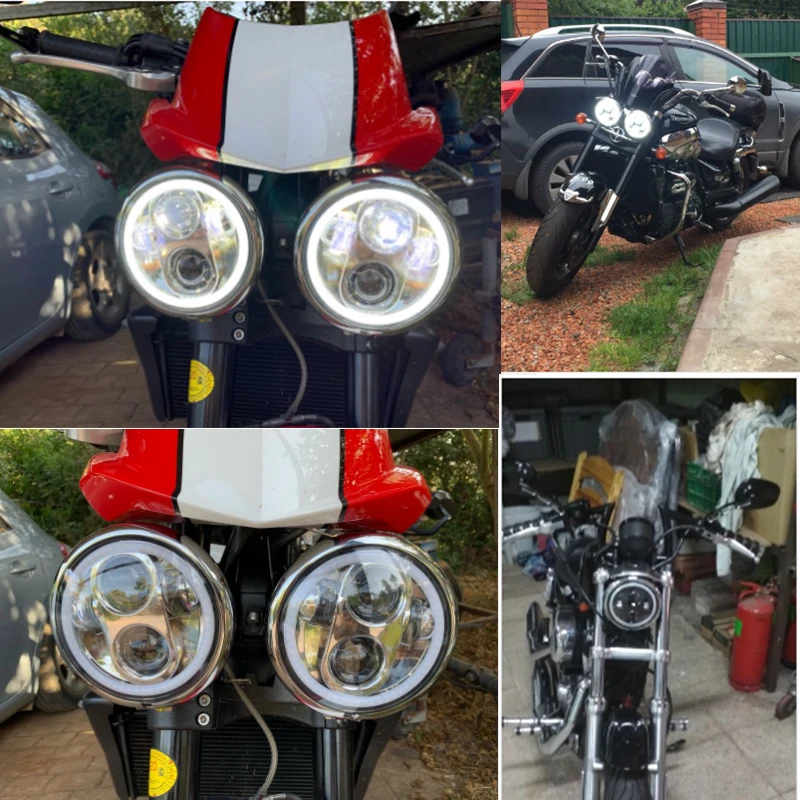 5,75 дюймовый светодиодный проектор фары с белыми DRL огнями для Honda Shadow Aero Phantom VLX 600 750 VT 1100
