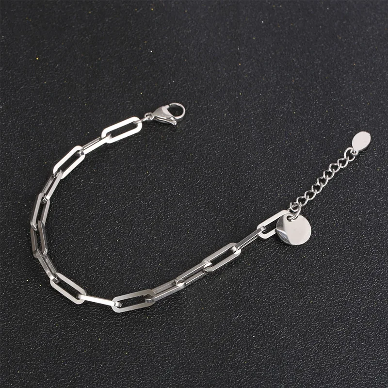 

Geometric square ring buckle thick chain titanium steel bracelet neutral wind punk cool hip hop bracelet