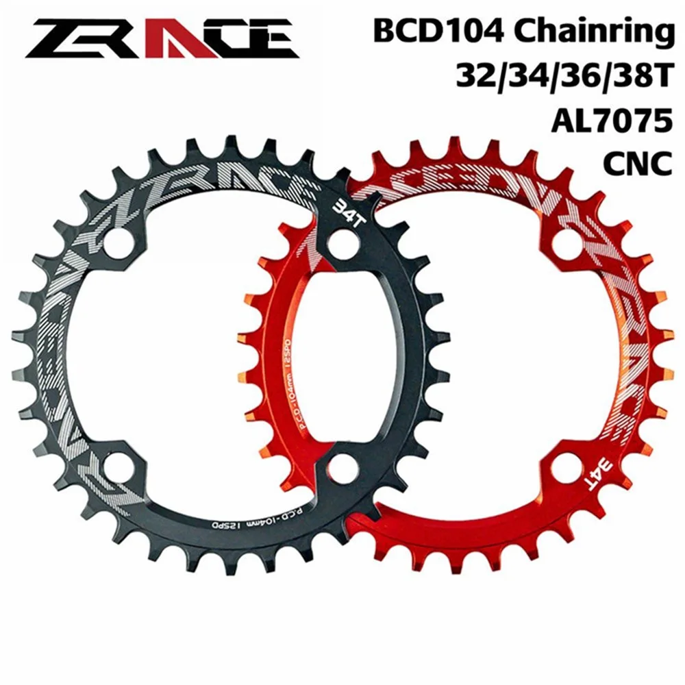 Велосипедная цепь ZRACE 32T 34T 36T 38T BCD104 из алюминиевого сплава с ЧПУ Звездочка для