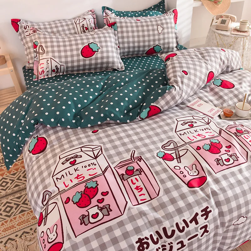 

Fashion Cartoon Print Duvet Cover Pillowcase Printed Bedding Set Single Double Queen King Size Bed Sheet Quilt Sets Bedclothes