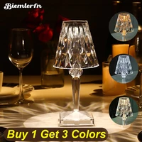 3 color crystal diamond table lamp usb rechargeable acrylic decoration led lamp for bar bedroom bedside crystal gift night light