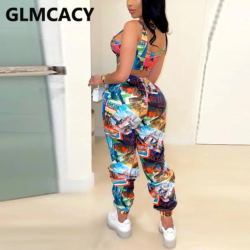 

Two Piece Chic Suits Sleeveless Crop Top & Slim Pants Set