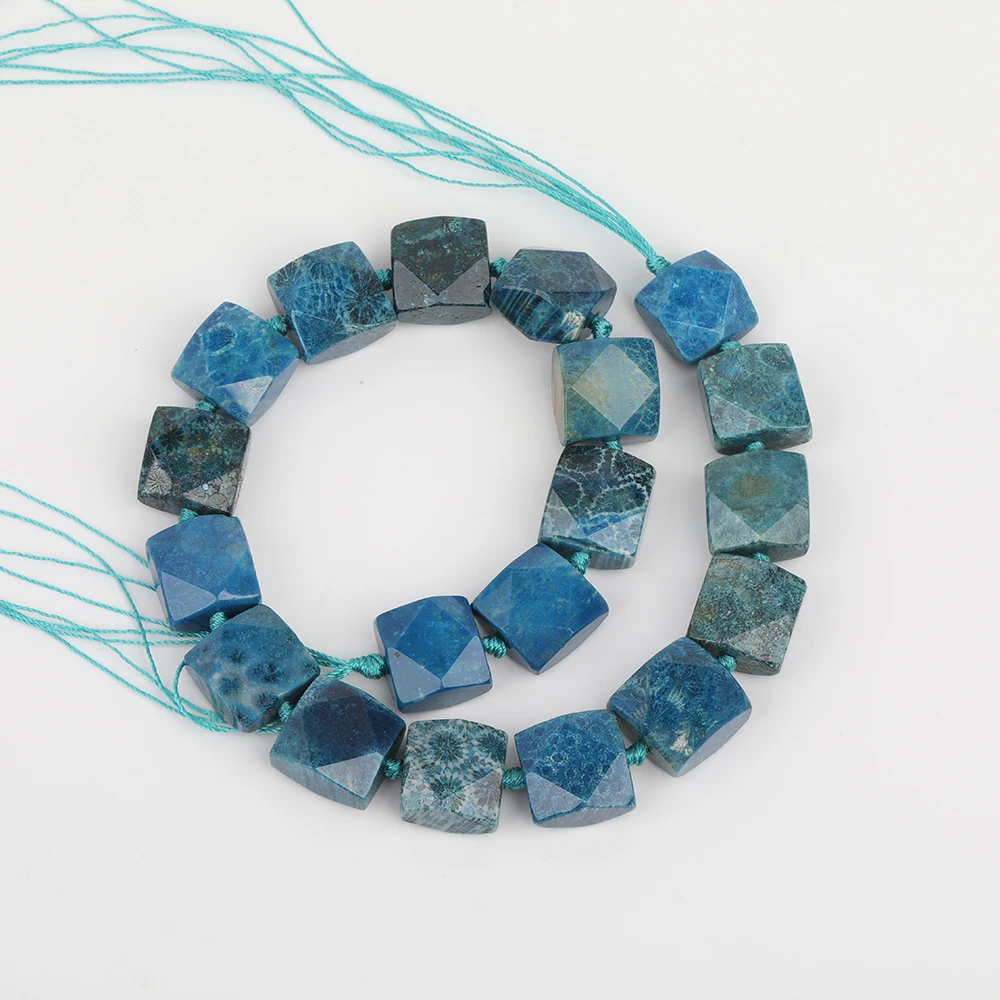 Синий цвет квадратный коралловый нефрит ломтики разделитель бусины ювелирные