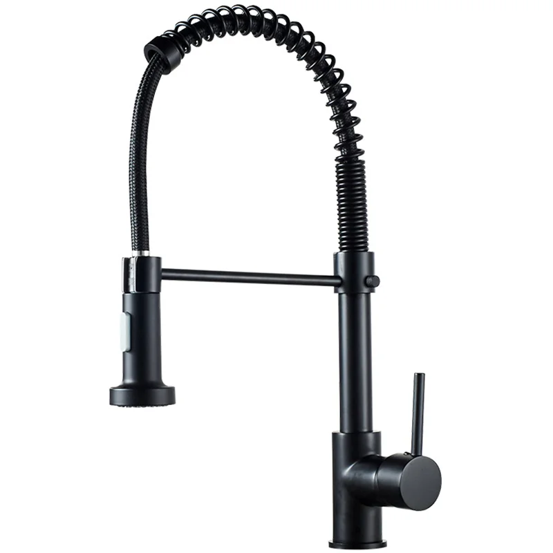 

Matte Black Kitchen faucet Hot and cold rotating spring kitchen household faucet