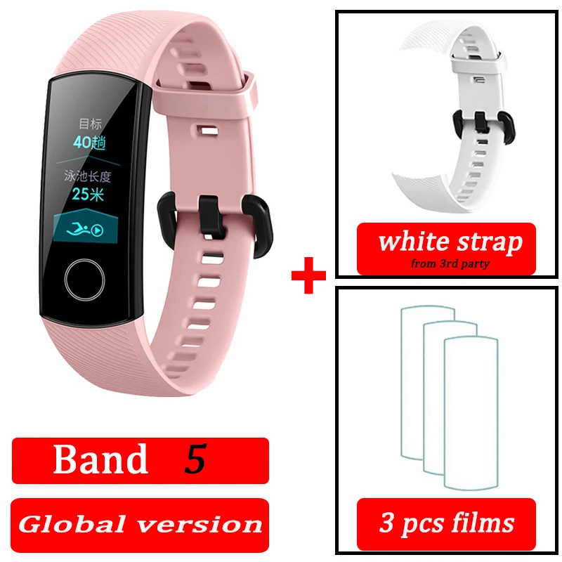 pink GL band5 white Honor Band 4 band 5 умный Браслет 50 м водонепроницаемый цветной сенсорный экран пульсометр сна оснастка умный Браслет - Цвет: pink GL band5 white