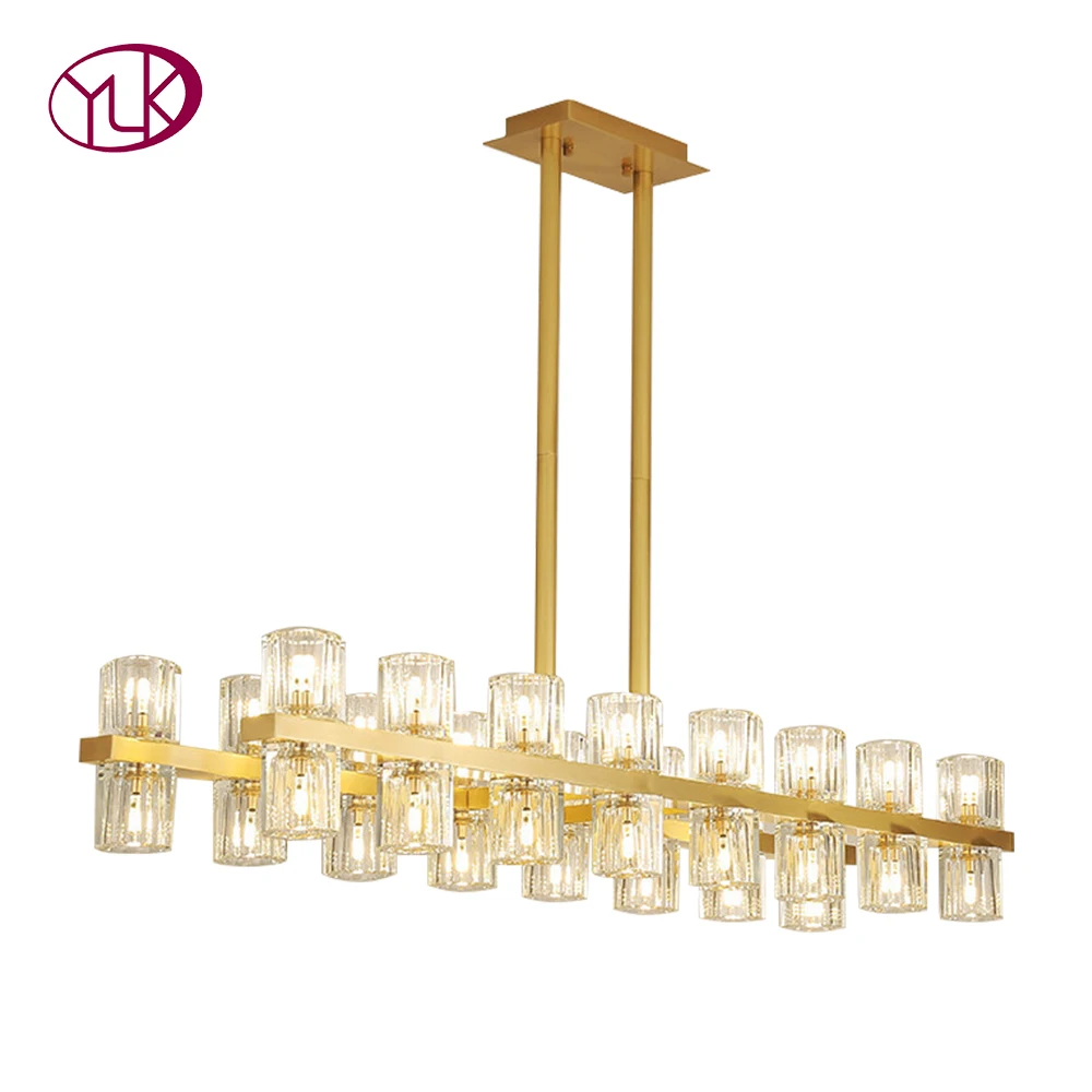 

Rectangle chandelier lighting for dining room luxury kitchen island hanging lamp gold home decoration crystal light fixtures