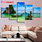 Набор для алмазной вышивки 5D островный корабль и голубое небо, белое облако, морской пейзаж, 5 шт.