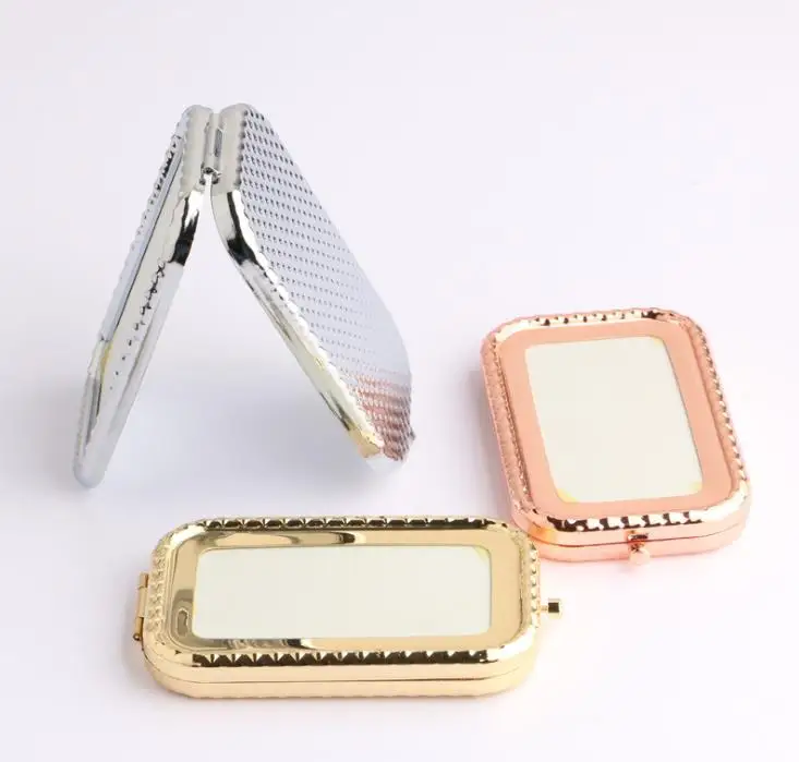 

50pcs Portable Pocket mirror girl rectangular shaped foldable double makeup mirror Travel SN3168