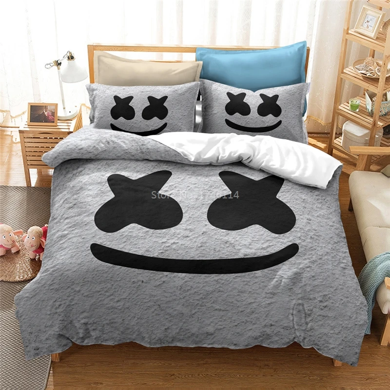 3D Marshmello Dj мультфильм пододеяльник наволочки одеяло покрывало льняное постельное