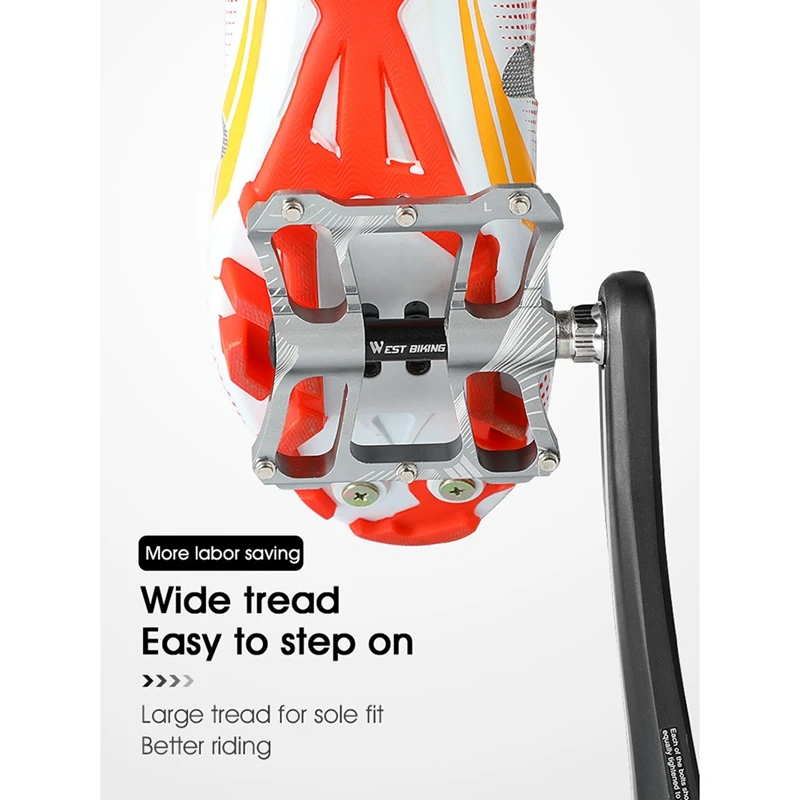 

WEST BIKING 3 Bearings Mountain Bike Pedals Platform Bicycle Flat Pedals 9/16inch Pedals Non-Slip Aluminum Flat Pedals