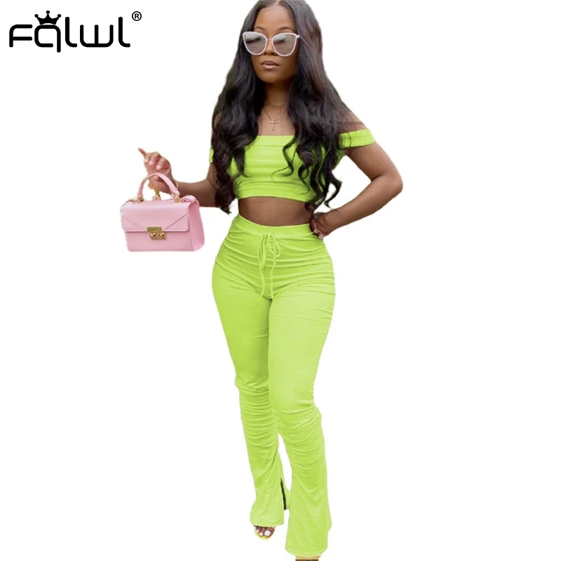 Женский комплект из 2 предметов FQLWL летний розовый костюм с открытыми плечами