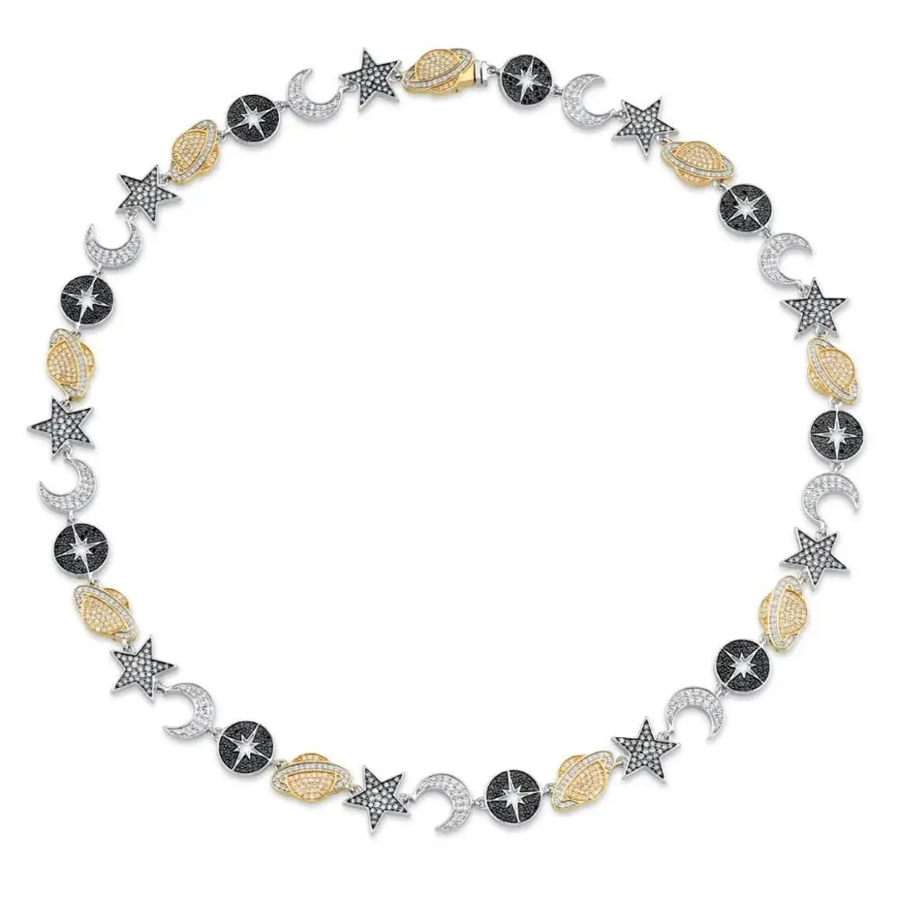 Новый Шарм с Луной и звездой золотое украшение на шею Two tone Цвет великолепные