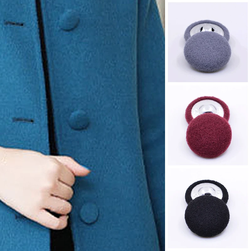 

10Pcs Round Shape Covered Cloth Flat Buttons DIY Handmade Sewing Clothes Button for Woolen Coat Windbreaker Sewing Accessories
