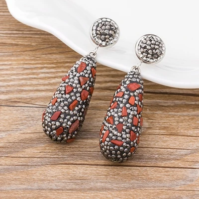 Style 7 Новое поступление женские роскошные свадебные серьги-капли инкрустация с разноцветными стразами большая капля воды ювелирные изделия с длинными серьгами - Окраска металла: Style 7