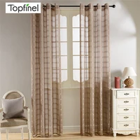 topfinel modern sheer curtains for living room l tulle window treatments the bedroom r panel drapes checkered pattern gray