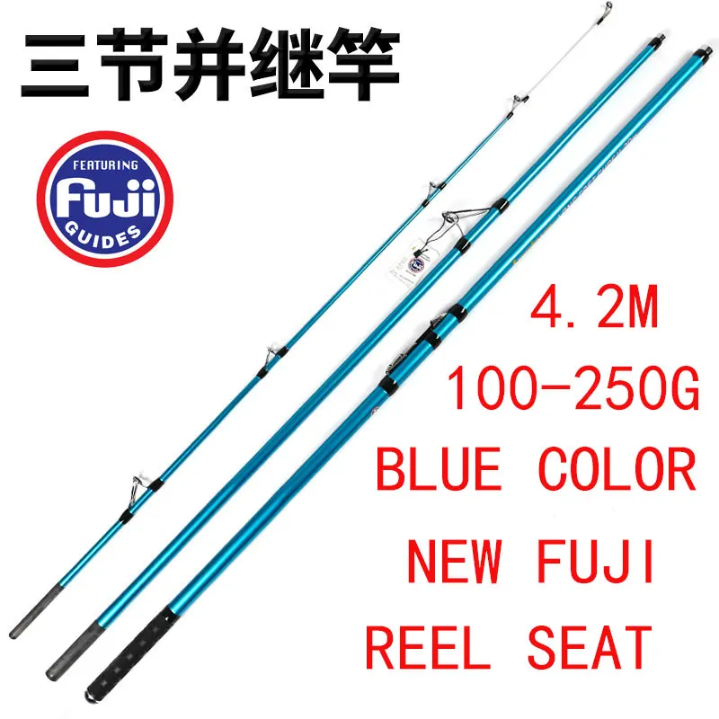Lurekiller Japan Full Fuji Surf Rod 4,20 м 46 т карбоновая 3 секции 80-150 г/100-250 г удочка для серфинга - Цвет: Красный
