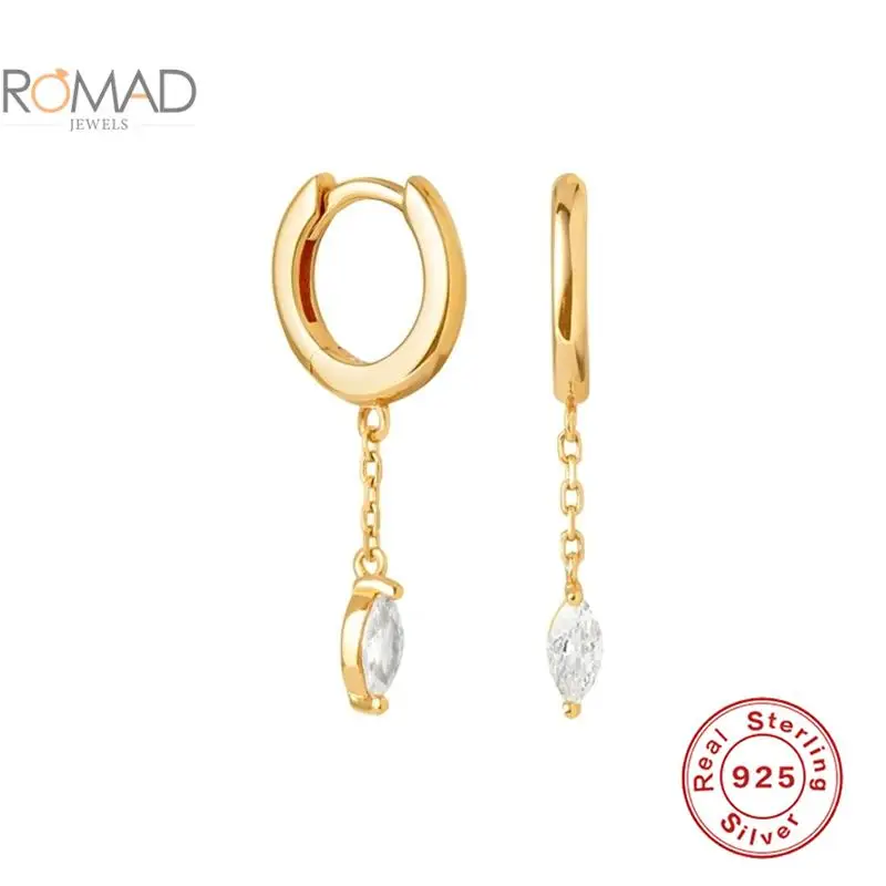 

ROMAD 9mm S925 Sterling Silver Horse Eye Pendant Hoops EarringsExquisite Versatile Ear Buckle Gold Earring Simple Jewelry