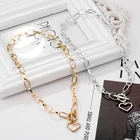 Женская цепочка с подвеской в форме сердца, винтажное ожерелье золотого и серебряного цвета в стиле бохо, Подарочная бижутерия в стиле панк и Готика
