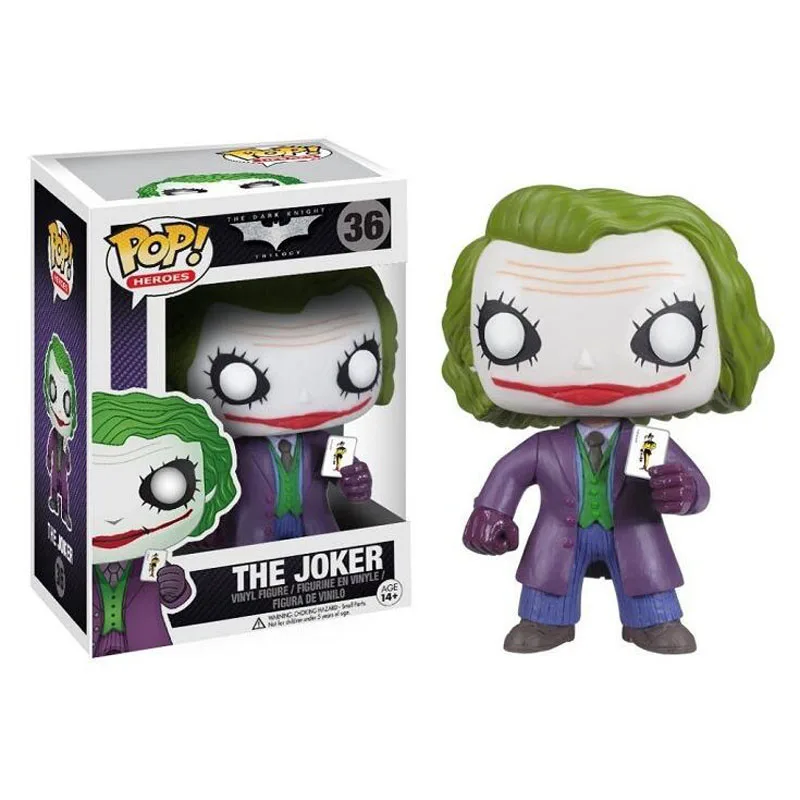 With Box Funko Pop Бэтмен Джокер экшн и игрушечные фигурки Детские игрушки 10 см - Цвет: With Box