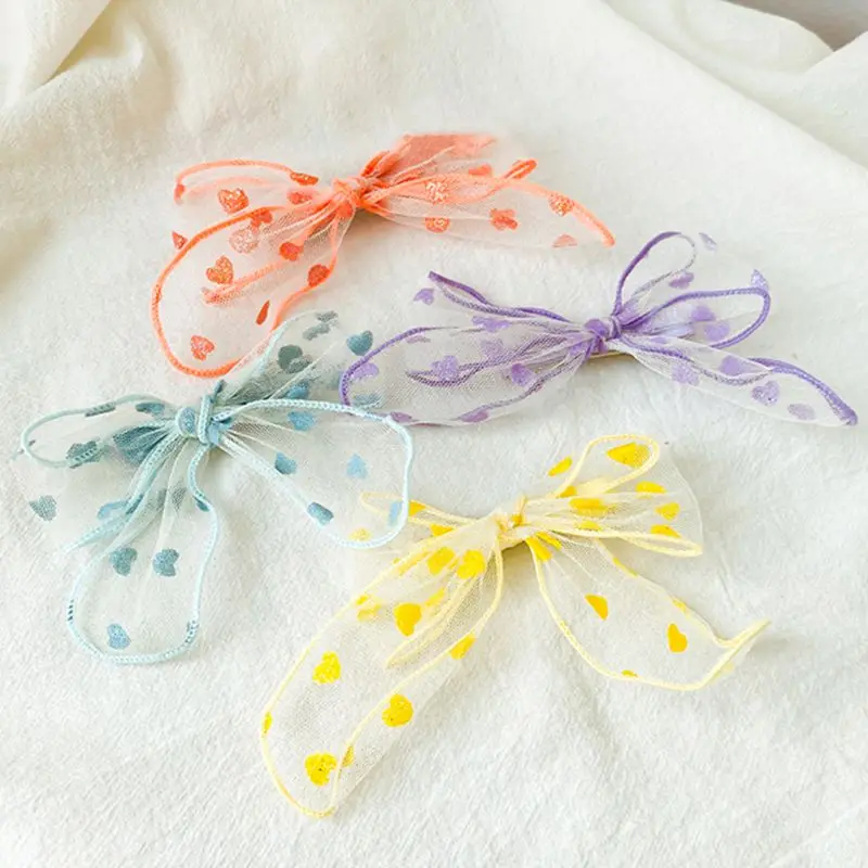 

2020 Korean Bow Hairpin Baby Girls Print Flower Bohemian Style Bow Cute Hair Clips Girls Lovely Shiny Love Hair Pin Accessories