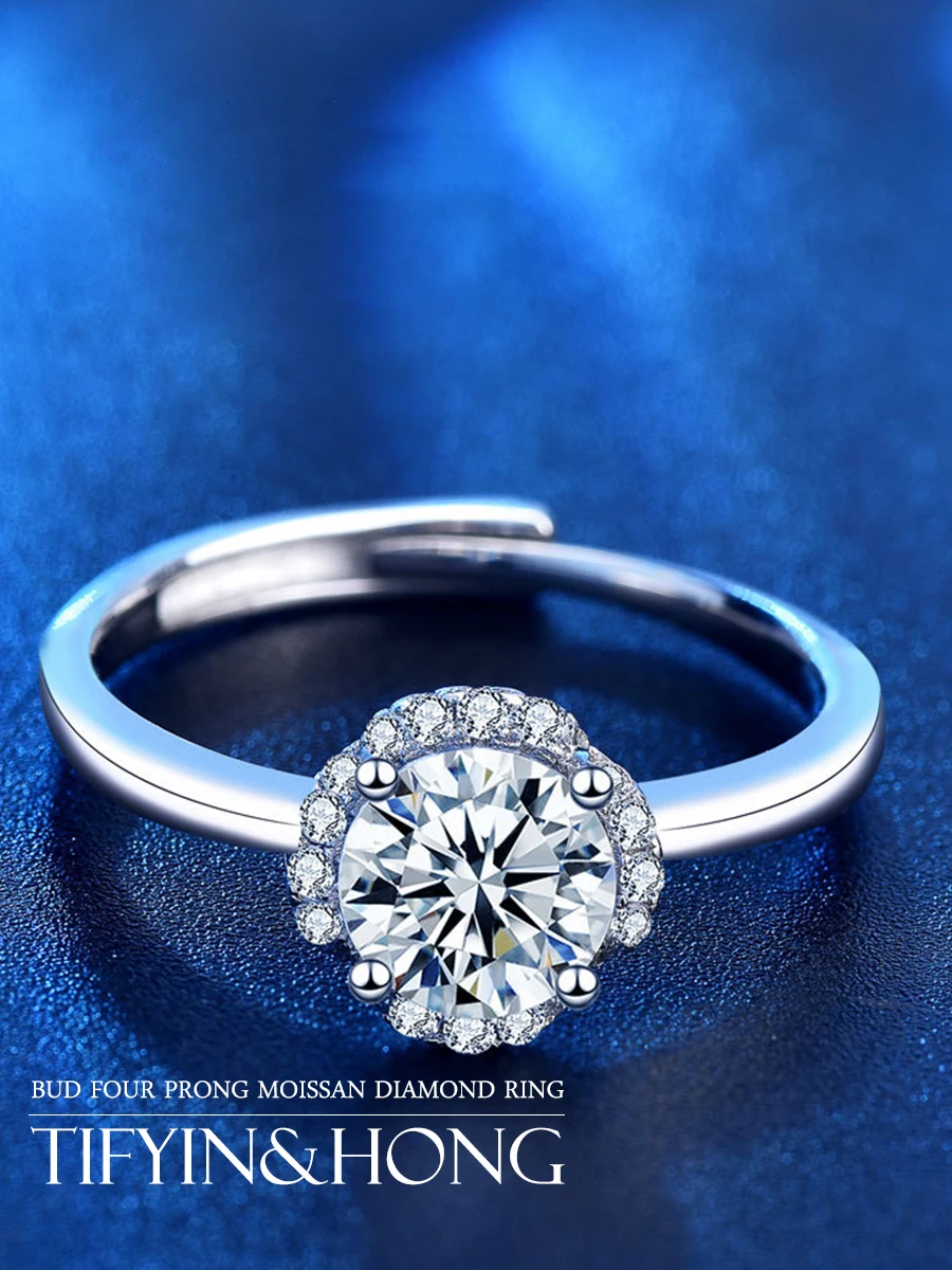 

2021 Trend Luxury Brand Jewelry adjustable Moissanite women Ring Couple 925 Sterling Silver Ring