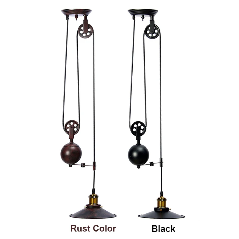 

Vintage Loft Pulley Pendant Light E27 1/2/3 Heads Sconce Hanging Pulley Lamp Fixtures Restaurant Bar Home Decoration AC110-240V