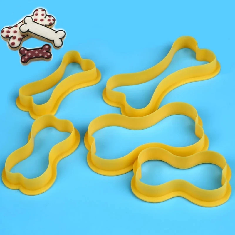 5Pcs Kitchen Cookie Fudge Cutter Dog Bone Shaped Biscuits Stamp Mold Sugarcraft Cake Pastry Baking Chocolates Decorating Tools |