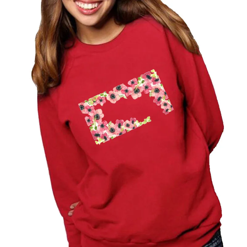 

Women Hoodie Small Floral Printed Hoodies Women Fleece Long Sleeve O Neck Loose Sweatshirt Girls Pullovers Winter