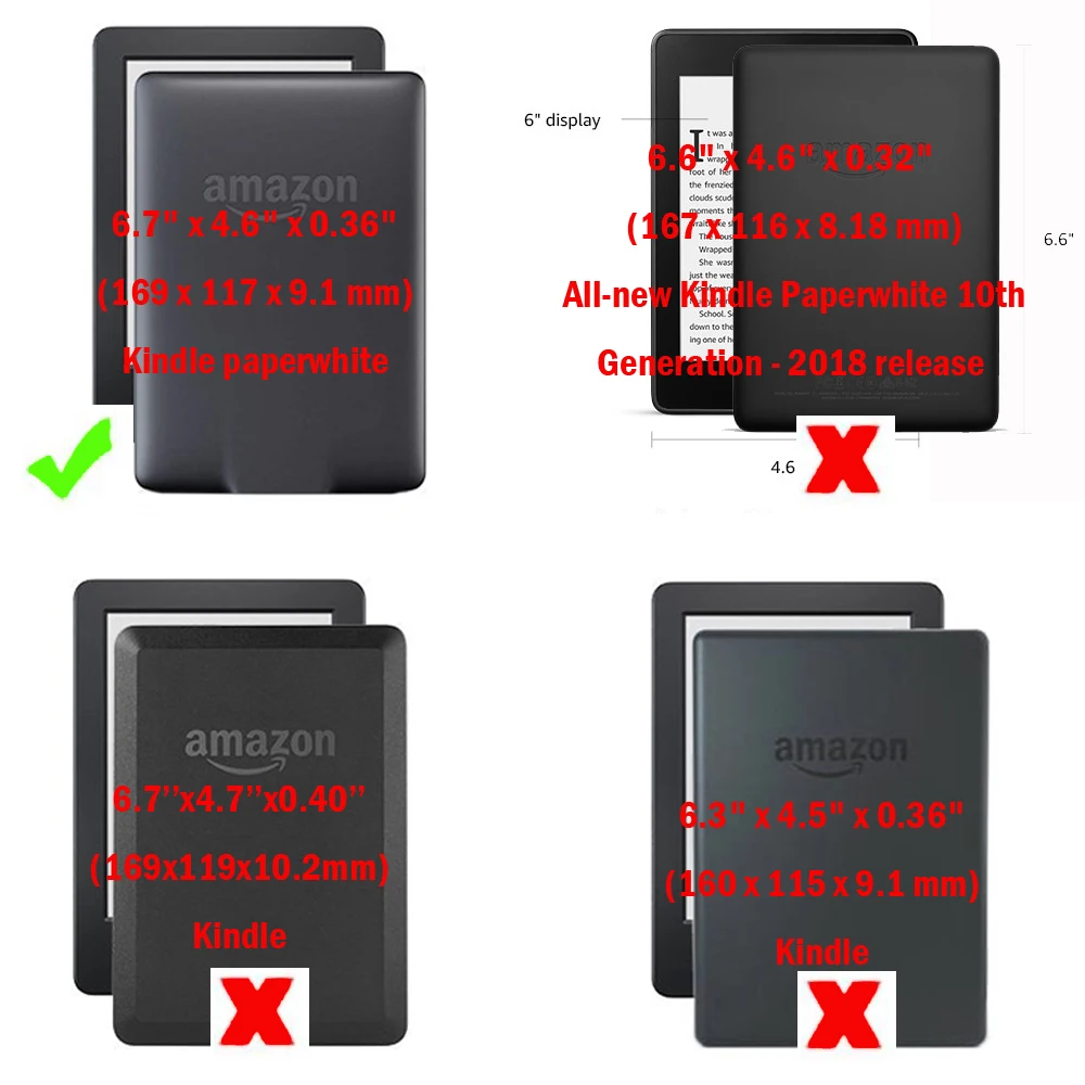 Чехол накладка с принтом для Kindle paperwhite 2012 2015 2017 6 ''Тонкий Магнитный смарт чехол
