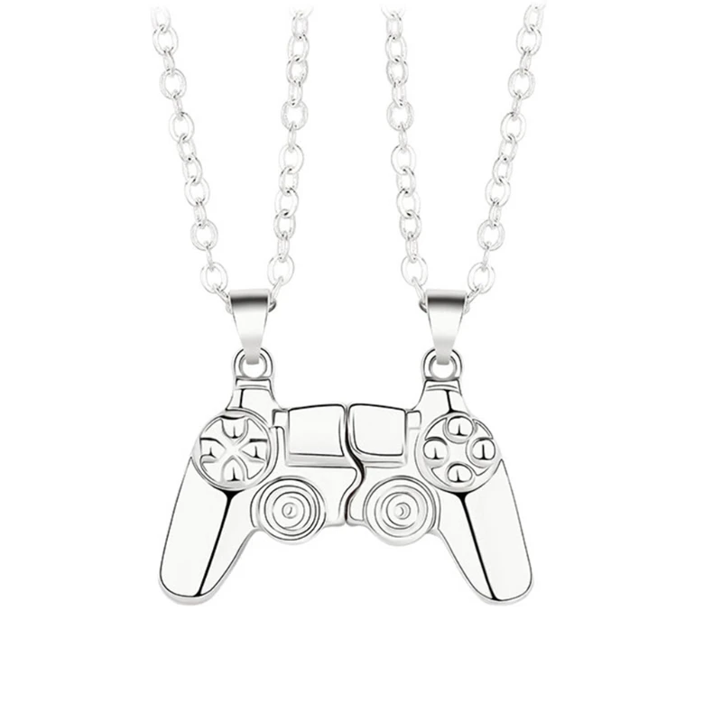 2pcs/Set Magnetic Game Controller Couple Necklace with Gold/Silver Color PS4 Console Pendant Valentine's Day Gift | Украшения и