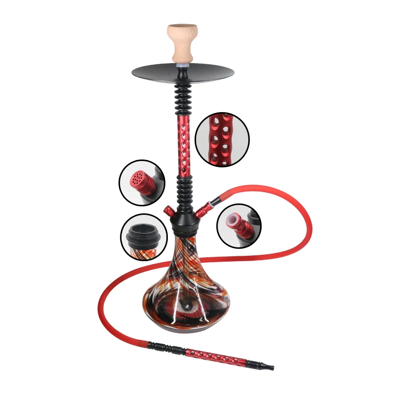 SY большой кальян красный дизайн стеклянный полный набор из бисера форма полюса