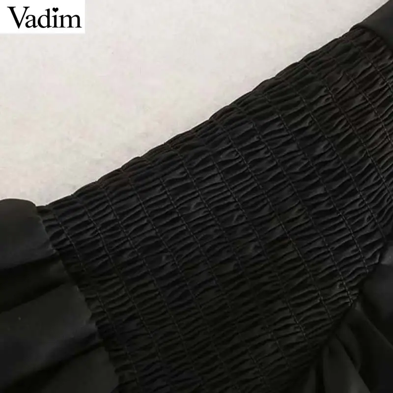 Vadim Женская Стильная черная блузка на одно плечо с длинным рукавом Однотонная