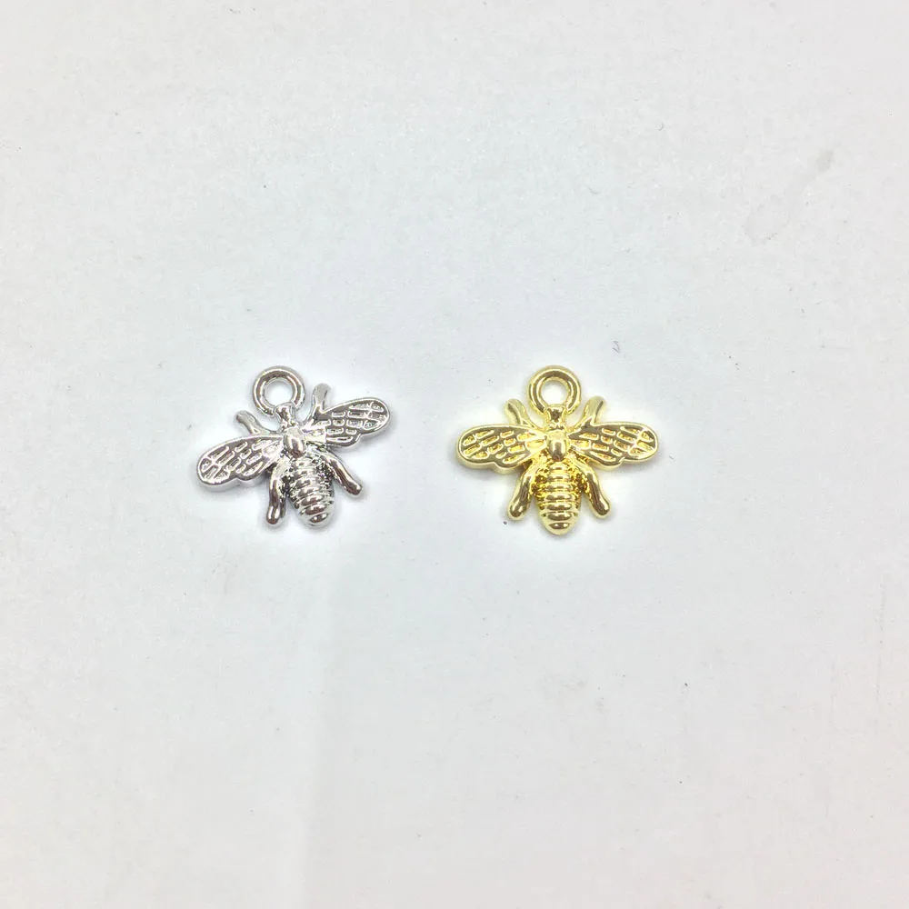 Eruifa 20 шт. 15*10 мм позолоченная/серебряная пчела цинковый сплав Подвески ювелирные