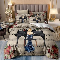 beauty piano bedding set beautiful duvet quilt cover queen s single twin double king 3pcs brown color