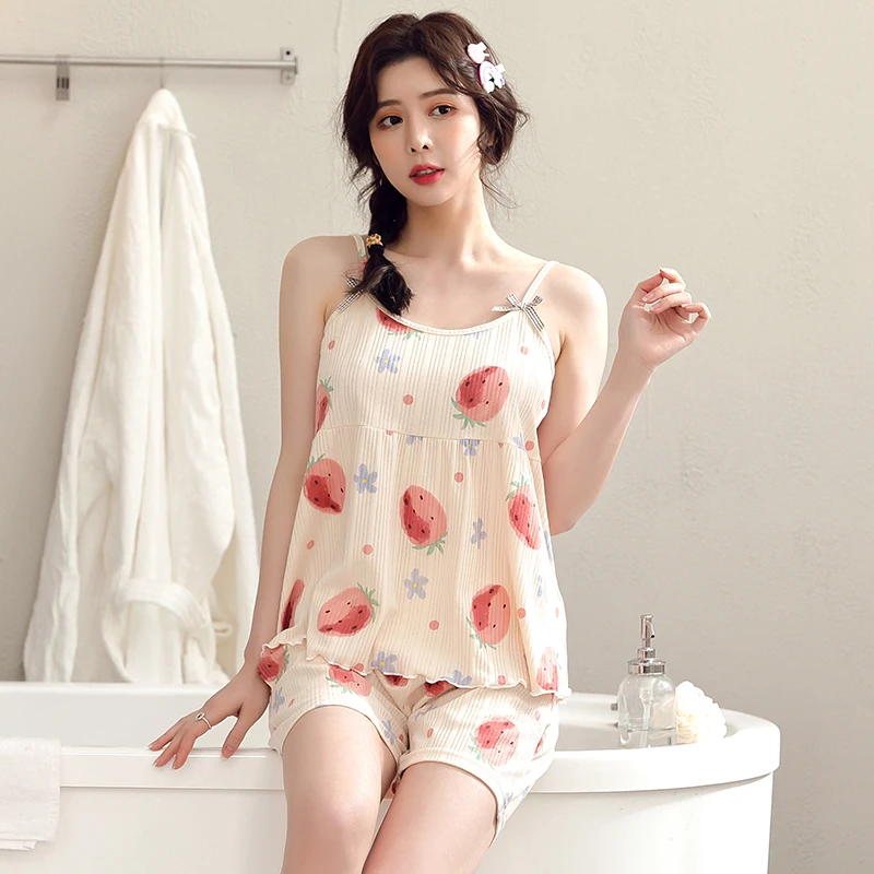 Пижама женская хлопковая с мультяшным принтом пикантная для сна и отдыха