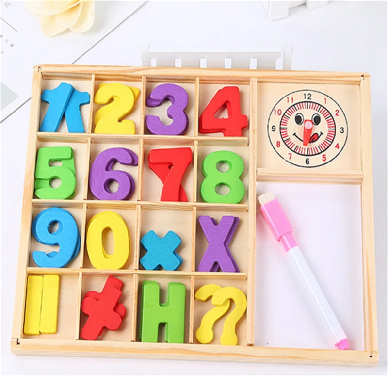 

New Wooden Multifunction Digital Learning Box Clock Building Blocks Toy Kids 1-3 Year Old Baby Early Education Puzzle Toy