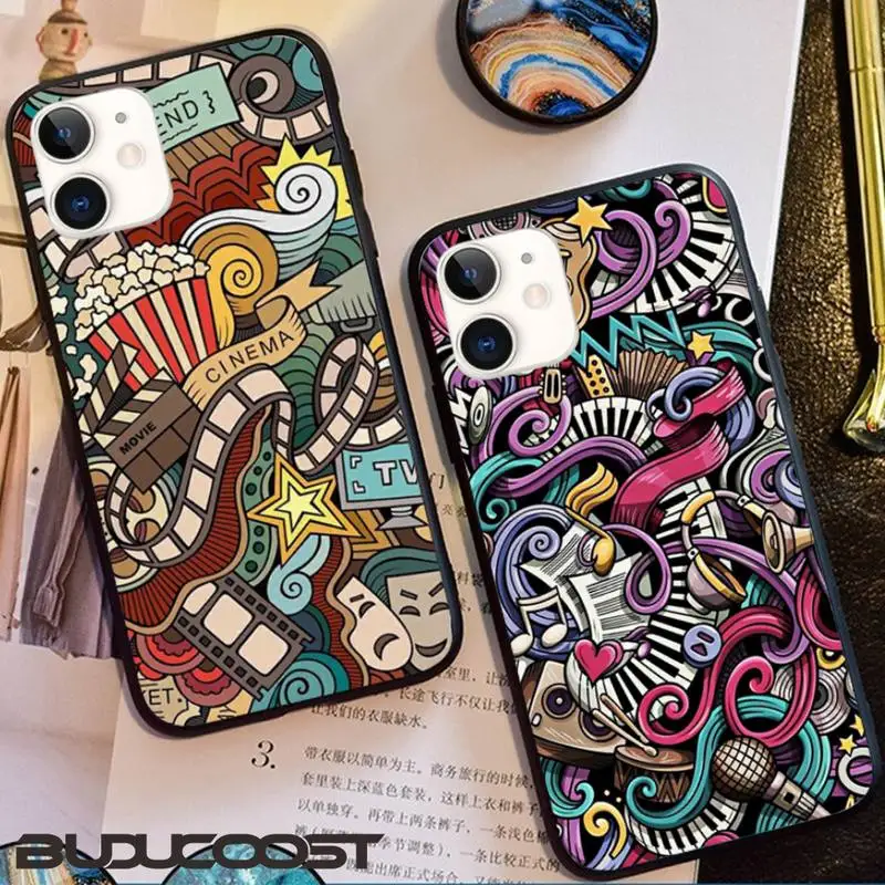 Искусство Музыка Гитара Каракули чехол для мобильного телефона Iphone 11 Pro Max X XS XR MAX