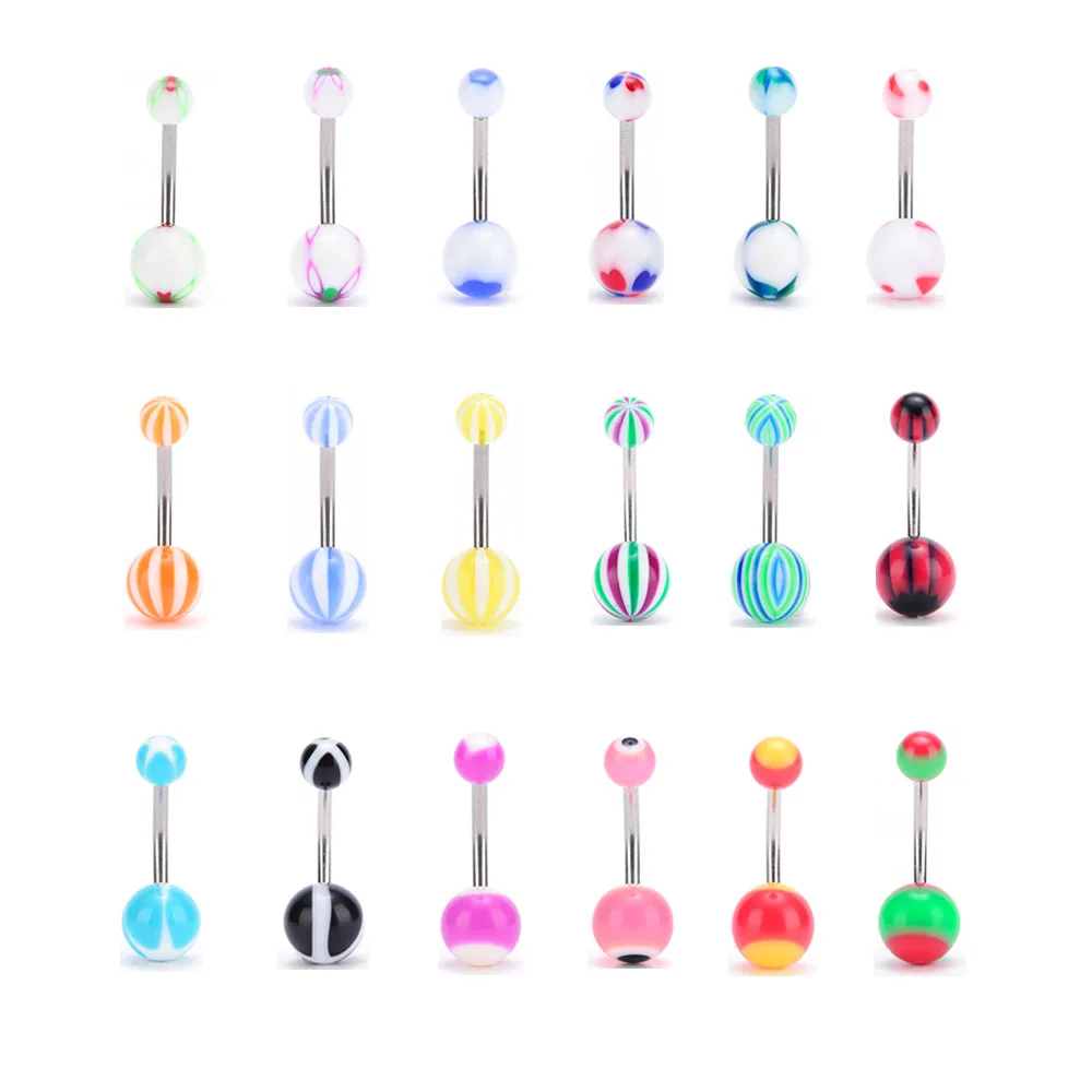 Пирсинг живота разных цветов 5 шт./компл. акриловый шар из нержавеющей стали