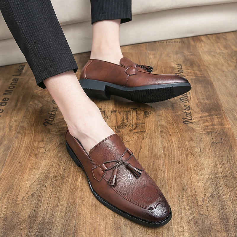 

Men comfortable shoe leather shoes men terse mocassini uomo loafers black high quality casual mens luxury business