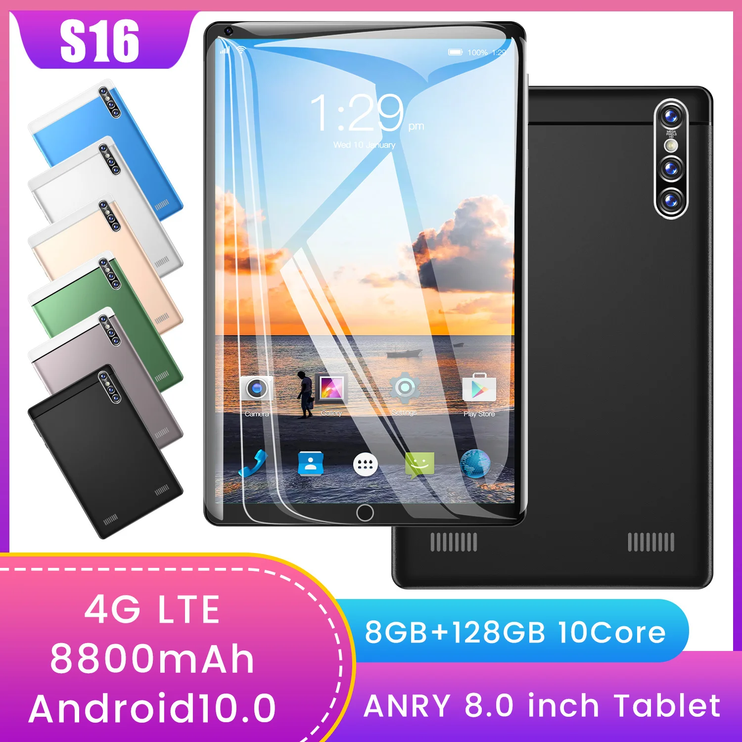 

Global version S16 8.0 Inch Tablet Android 12 RAM 512GB ROM 2560 * 1600 IPS screen Dual SIM 4G Network GPS WiFi Bluetooth Tablet