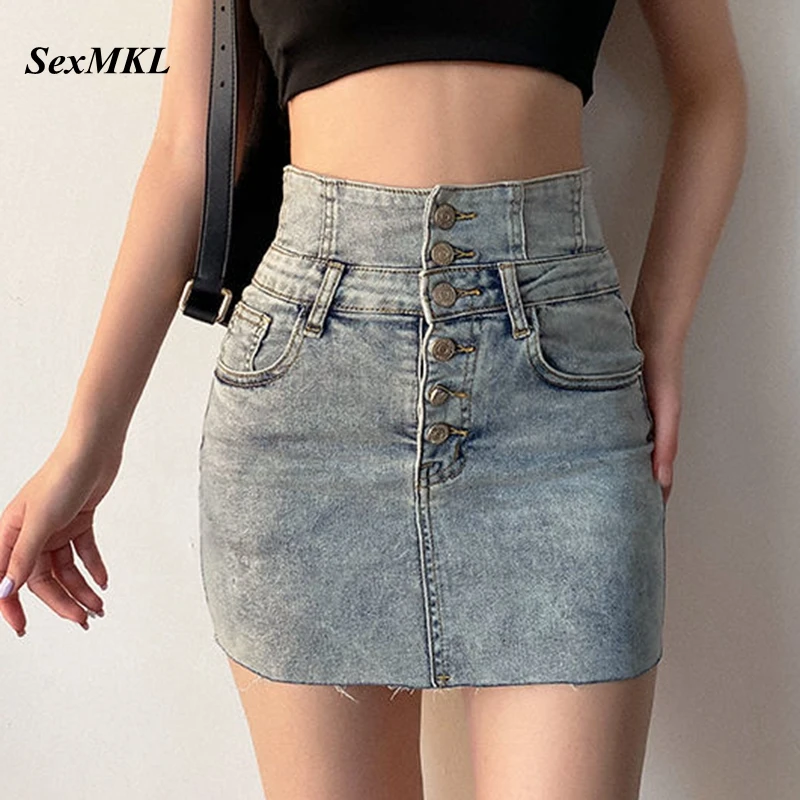 Мини-юбка женская джинсовая облегающая с завышенной талией XL | Женская одежда