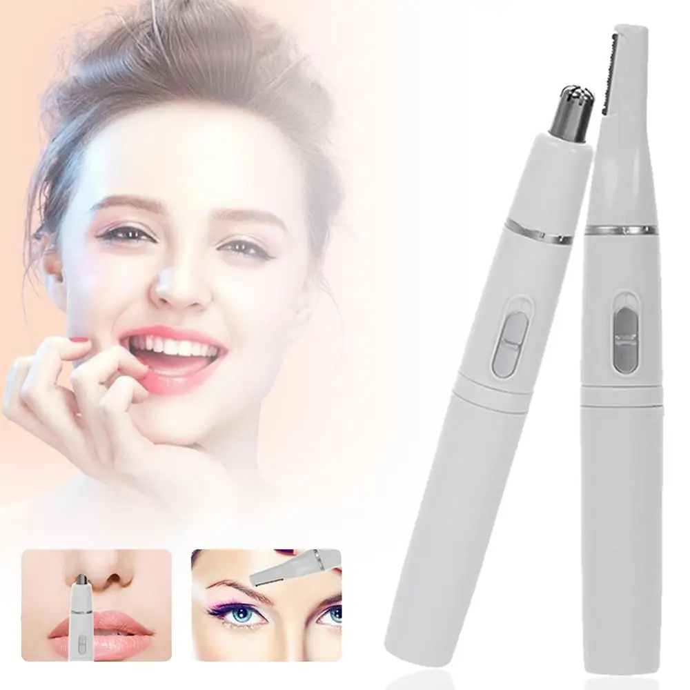 

Unisex Multi-Purpose Nose Hair Trimmer Battery Powered with 2 Interchanging Heads for Eyebrow and Nose Hair 2 Brow Combs