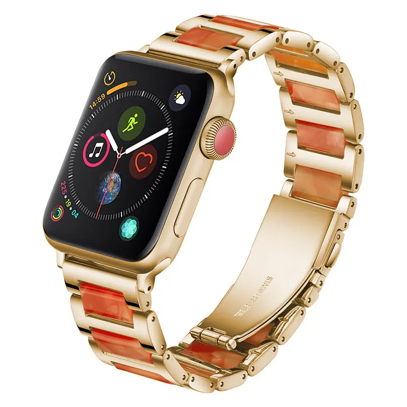 

Strap For Apple Watch 6 band SE 44mm 40mm Stainless Steel Resin Watchbands For iWatch Series 5 4 Applewatch 3 42mm 38mm Bracelet