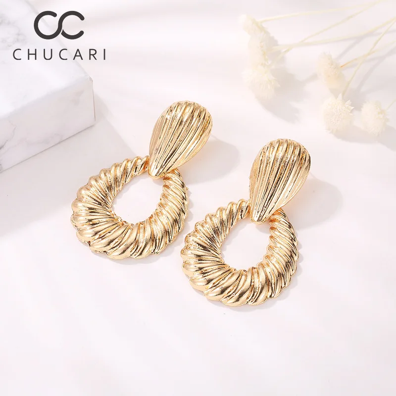 CHUCARI новые модные женские серьги в богемном стиле золотые металлические раковины