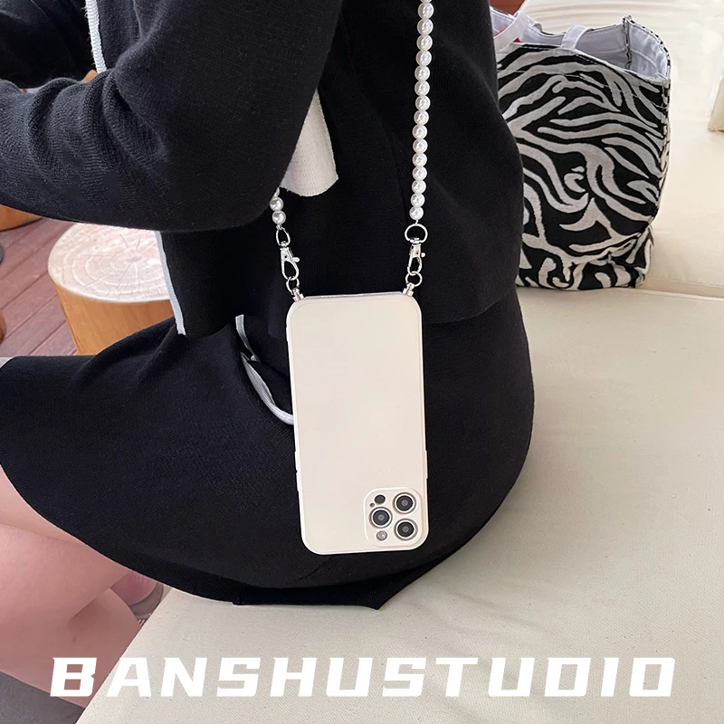 Роскошный Жемчужный браслет ожерелье диагональный ремешок мягкий чехол для