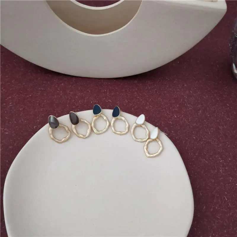 

Matte Oil Dripping Metal Earrings Morandi Series Earrings Vintage Trendy Dangle Earring Jewelry Gift 2021 Autumn New
