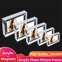 desktop acrylic picture frame clear freestanding double sided thickness frameless magnetic photo frames display stand