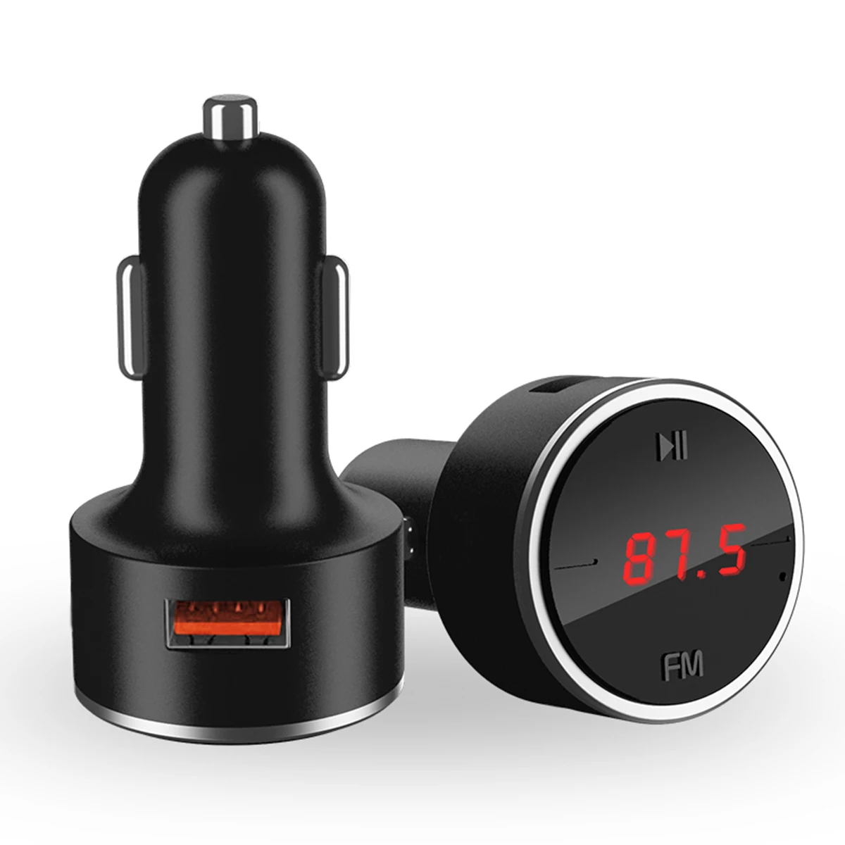 Черное автомобильное зарядное устройство QC3.0 с двумя usb-портами быстрая зарядка BT